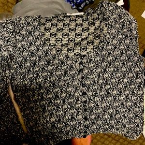 Bebe  lined black and white lined lace sweater